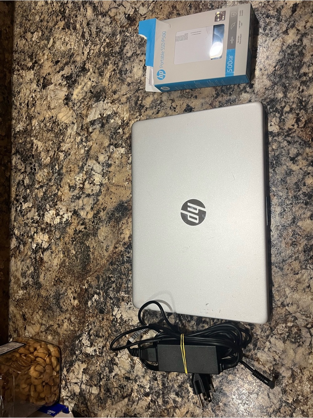 HP Silver Laptop with Charger and HP Accessories